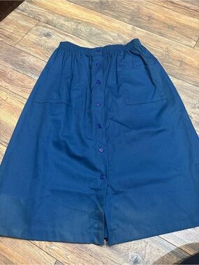 Classic Navy Button-Front Women's Skirt